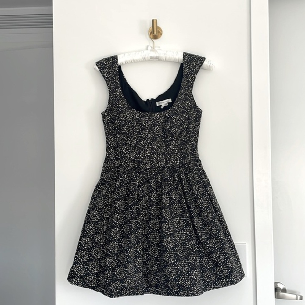 BCBG Generation Black and Cream Polka Dot Fit and Flare Dress Size 8